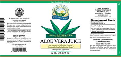 Photo of the Nature's Sunshine Aloe Vera Juice label