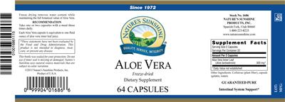 Photo of the Nature's Sunshine Aloe Vera label