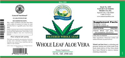 Photo of the Nature's Sunshine Whole Leaf Aloe Vera label