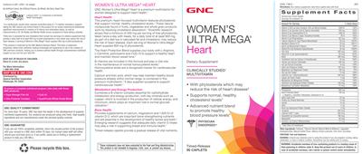 Photo of the GNC Women's Ultra Mega Heart label