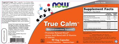 Photo of the NOW True Calm label