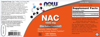 Photo of the NOW NAC 1000 mg label