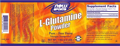 Photo of the NOW Sports L-Glutamine Powder label