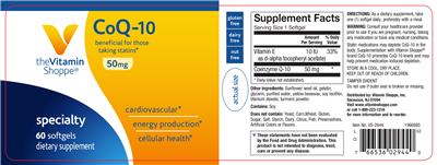Photo of the The Vitamin Shoppe CoQ-10 50 mg label