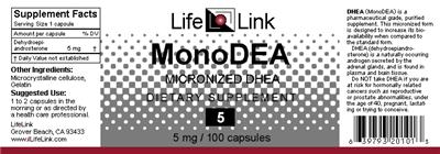 Photo of the LifeLink MonoDEA 5 mg label