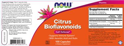 Photo of the NOW Citrus Bioflavonoids label