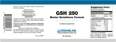 Photo of the Douglas Laboratories GSH 250 label