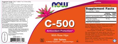 Photo of the NOW C-500 With Rose Hips label