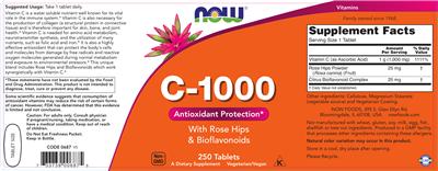 Photo of the NOW C-1000 With Rose Hips & Bioflavonoids label