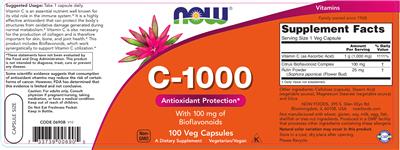 Photo of the NOW C-1000 With 100 mg Of Bioflavonoids label
