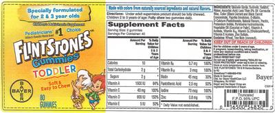 Photo of the Bayer Flintstones Gummies Toddler label