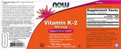 Product label image for Vitamin K-2 100 mcg