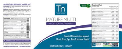 Photo of the TN Trusted Nutrients Mature Multi label