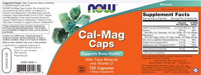 Photo of the NOW Cal-Mag Caps label