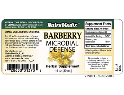 Photo of the NutraMedix Barberry label