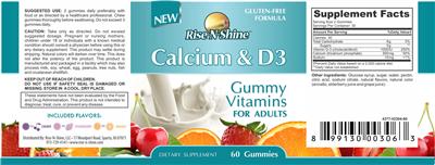 Photo of the Rise-N-Shine Calcium & D3 label
