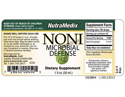 Photo of the NutraMedix Noni label
