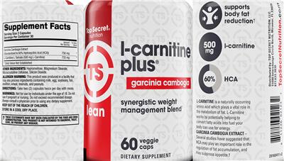 Photo of the Top Secret Nutrition L-Carnitine plus Garcinia Cambogia label