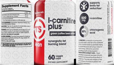 Photo of the Top Secret Nutrition L-Carnitine plus Green Coffee Been Extract label