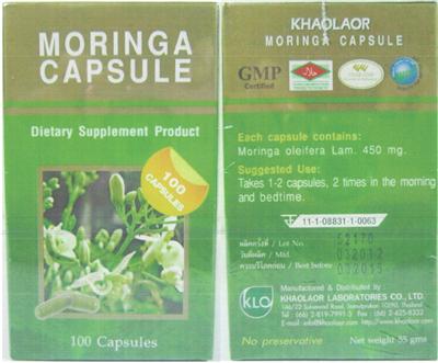 Photo of the Khaolaor Moringa Capsule label