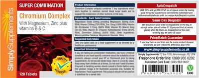 Photo of the Simply Supplements Chromium Complex label