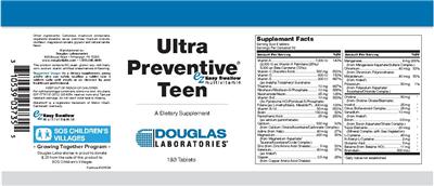 Photo of the Douglas Laboratories Ultra Preventive EZ Easy Swallow Multivitamin Teen label