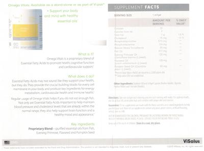 Photo of the ViSalus Omega Vitals label