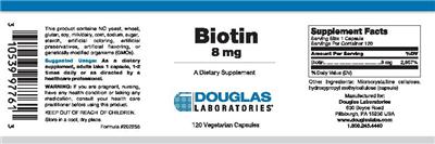 Photo of the Douglas Laboratories Biotin 8 mg label
