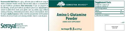 Photo of the Genestra Brands Amino L-Glutamine Powder label