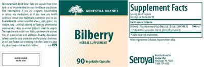 Photo of the Genestra Brands Bilberry label