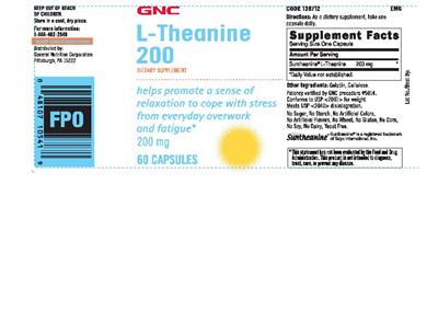 Photo of the GNC L-Theanine 200 mg label
