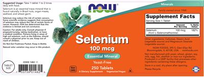 Photo of the NOW Selenium 100 mcg label