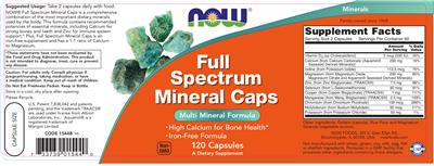 Photo of the NOW Full Spectrum Mineral Caps label