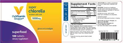 Photo of the The Vitamin Shoppe Super Chlorella 1000 mg label
