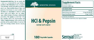Photo of the Genestra Brands HCl & Pepsin label