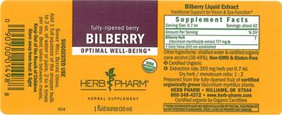 Photo of the Herb Pharm Bilberry label