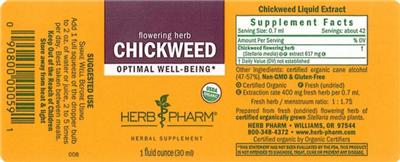 Photo of the Herb Pharm Chickweed label