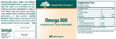 Photo of the Genestra Brands Omega 800 label