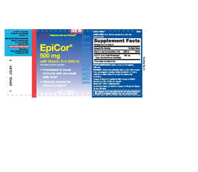 Photo of the GNC Preventive Nutrition EpiCor 500 mg With Vitamin D-3 2000 IU label