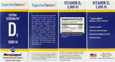 Photo of the Superior Source Extra Strength D3 5000 IU label