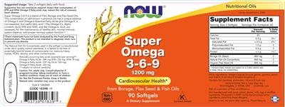 Photo of the NOW Super Omega 3-6-9 1200 mg label