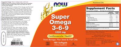 Photo of the NOW Super Omega 3-6-9 1200 mg label