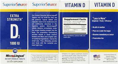 Photo of the Superior Source Extra Strength D3 1000 IU label