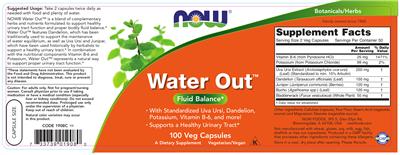 Photo of the NOW Water Out label