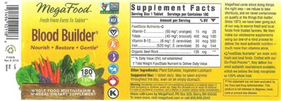 Photo of the MegaFood Blood Builder label