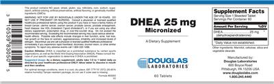 Photo of the Douglas Laboratories DHEA 25 mg Micronized label