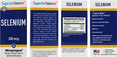 Photo of the Superior Source Selenium 200 mcg label