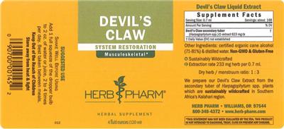 Photo of the Herb Pharm Devil's Claw label