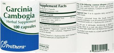 Photo of the ProThera Garcinia Cambogia label