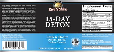 Photo of the Rise-N-Shine 15-Day Detox label
